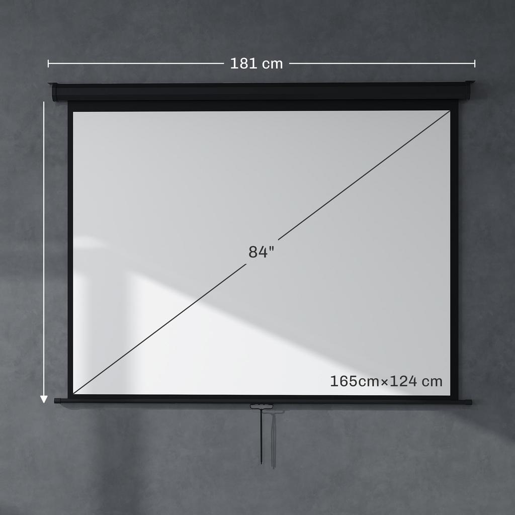 Projector Screen 171 x 128 cm 84 Inch 4:3 HD 4K Projection Screen Plastic, Metal Home Cinema