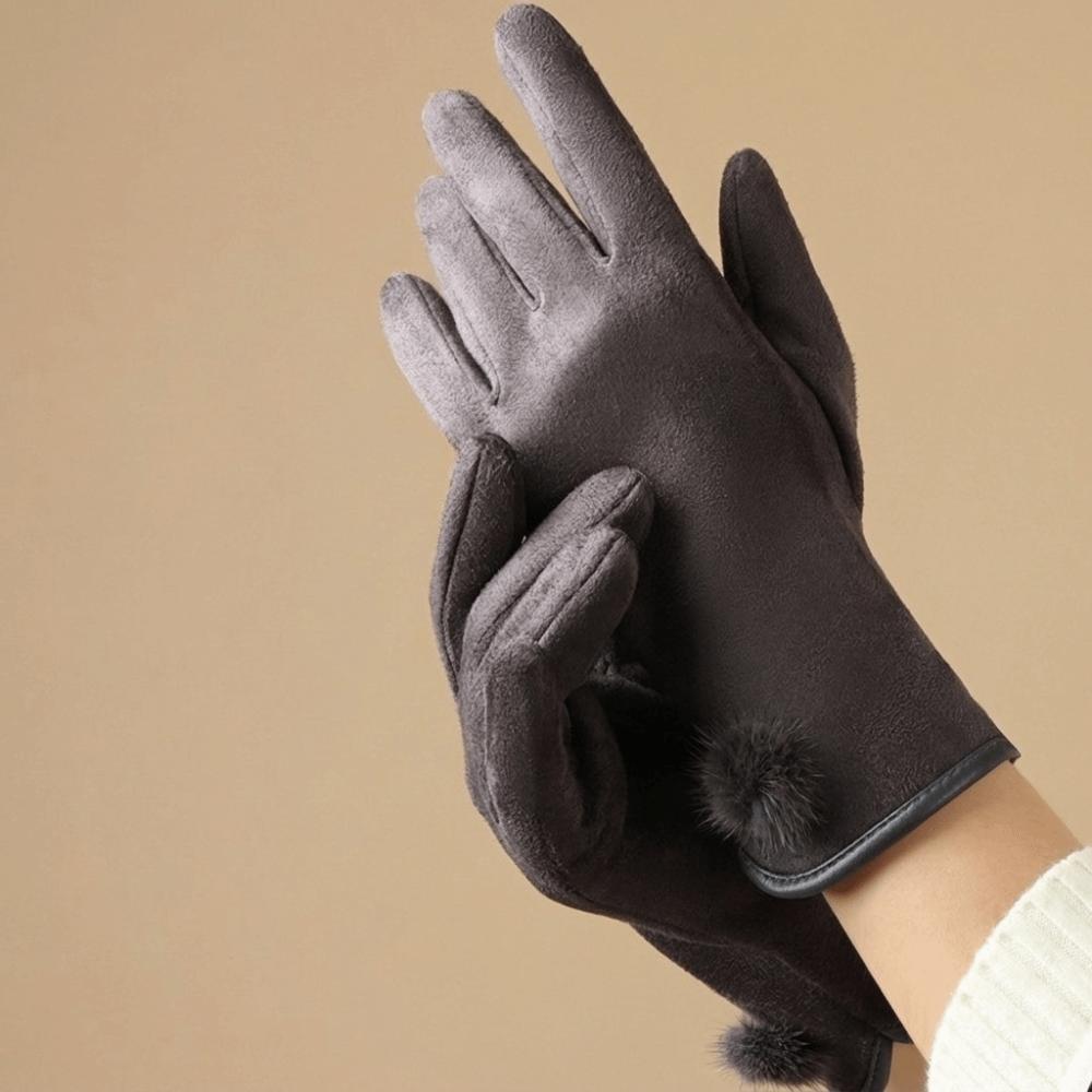 Fleece Suede Gloves Windproof Cycling Mittens Vintage Winter Women's Gloves Girls Gift