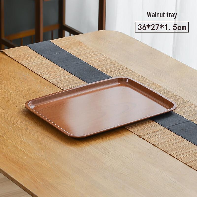 Walnut Wood Grain Plastic Snack Trays