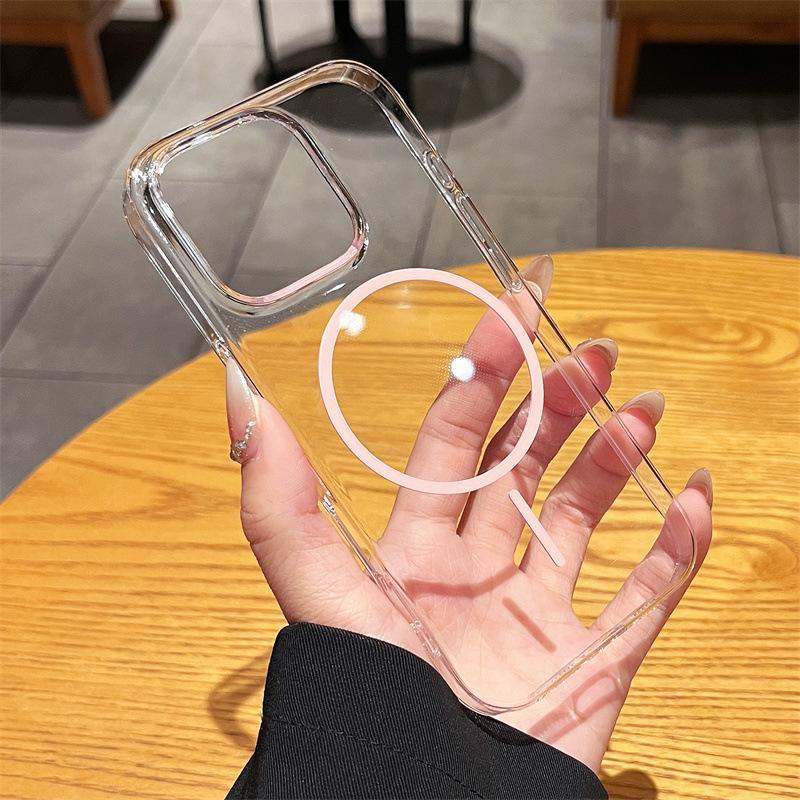 Ultradünnes Transparentes PC für IPhone17ProMax Feiner Kreis Magnetische Handyhülle für Apple 16 Premium Schutzhülle