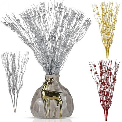 5Pcs Table Ornaments Props Artificial Glitter Berry Christmas Sticks Branches  Xmas Tree
