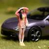 1:64 Scale Girl Figure Raised Arms Diorama Handmade Style Female Figurine for Scene Display,