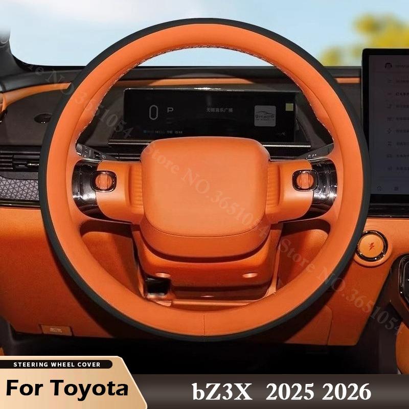 For Toyota bZ3X 2026 2026 Ultrathin Leather Steering Wheel Cover Breathable Car Interior Handle Covers Auto Accessories