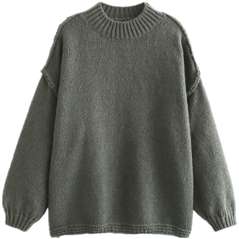 Fashion Style 2023 New Fall Women's Clothing Lazy Style Long Sleeve Easiest for Match Loose Seam Long Sleeve Loose Sweater