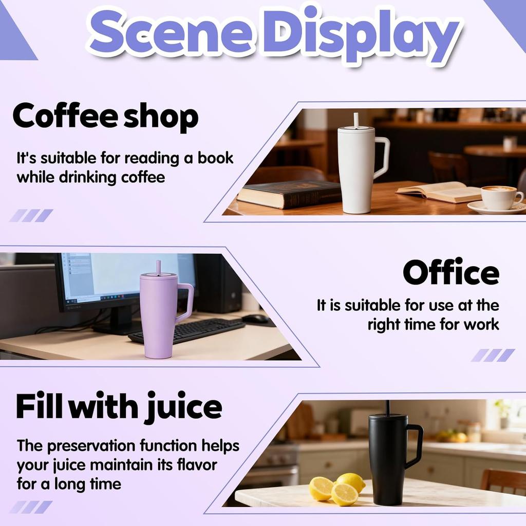 Replacement Straws Compatible With Brümate Era 40 Oz Tumbler, Include 4pcs Tumbler Straw Cover Cap and 4pcs Reble Straw with 1 Cleaning