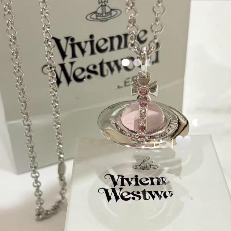 Westwood Saturn Choker Necklace: High Version, Medium Size, Women's 10MM Beads, Logo Clasp.