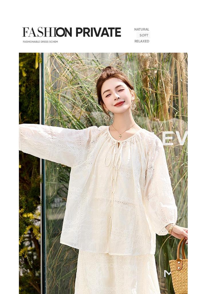 Summer 2025 Women's Fashionable Sunscreen Shirt, Camisole & Half Skirt Set - YE6362