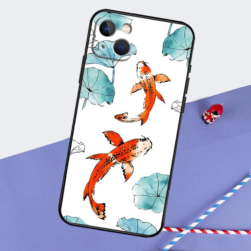 Koi Carp Fish Yin Yang Phone Case For iPhone 16 Pro Max 12 13 Mini 11 14 15 Pro Max XR 15 16 Plus 16e Back Cover