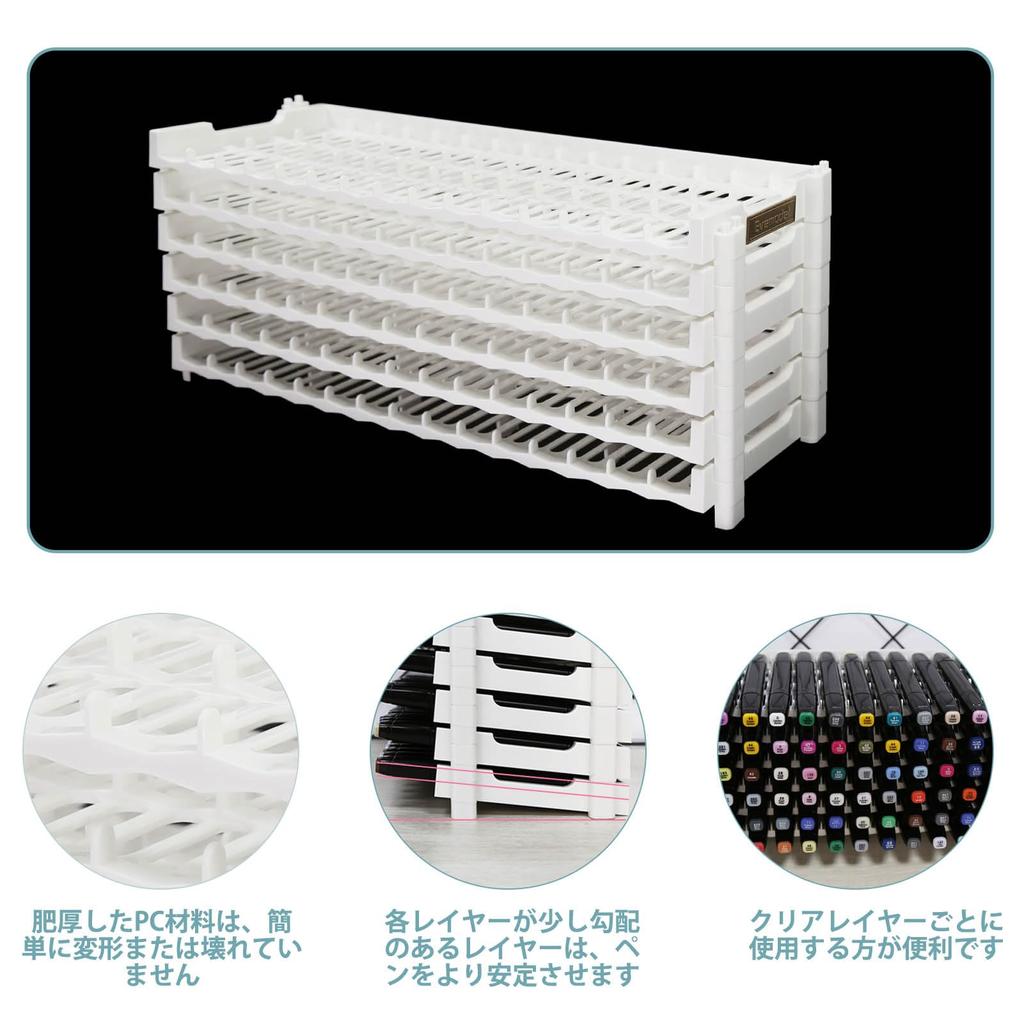 evemodel Marker Storage Pen Holder 6-Layer 90-Slot White Display Organizer Portable