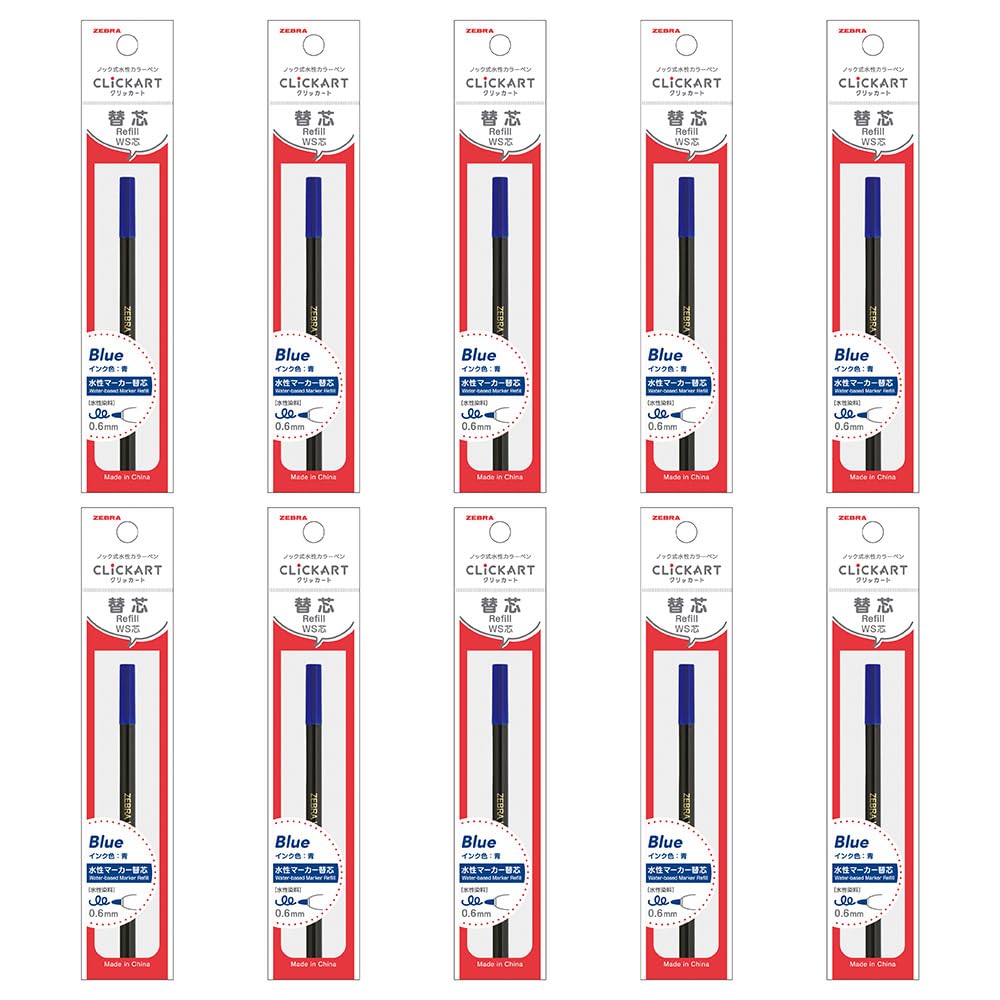 

Zebra pen cartridge Clickart WS lead blue 10 pieces water-based B-P-RWS-BL