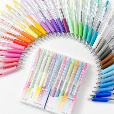 6pcs Juice Color Pens Set 0.5mm Roller Ball Multi 36 Colors Rainbow Retro Highlight Metallic Marker Liner Drawing School