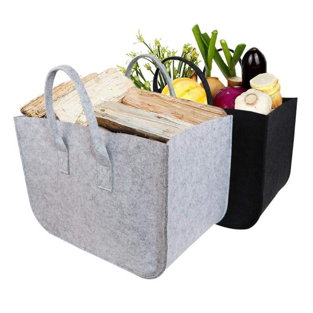 Large Firewood Basket,Storage Felt Shopping Basket Cloths Bag,Laundry