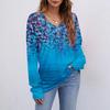 Europe, America wish Amazon independent station autumn and winter new V-neck printing long-sleeved women's T-shirt top