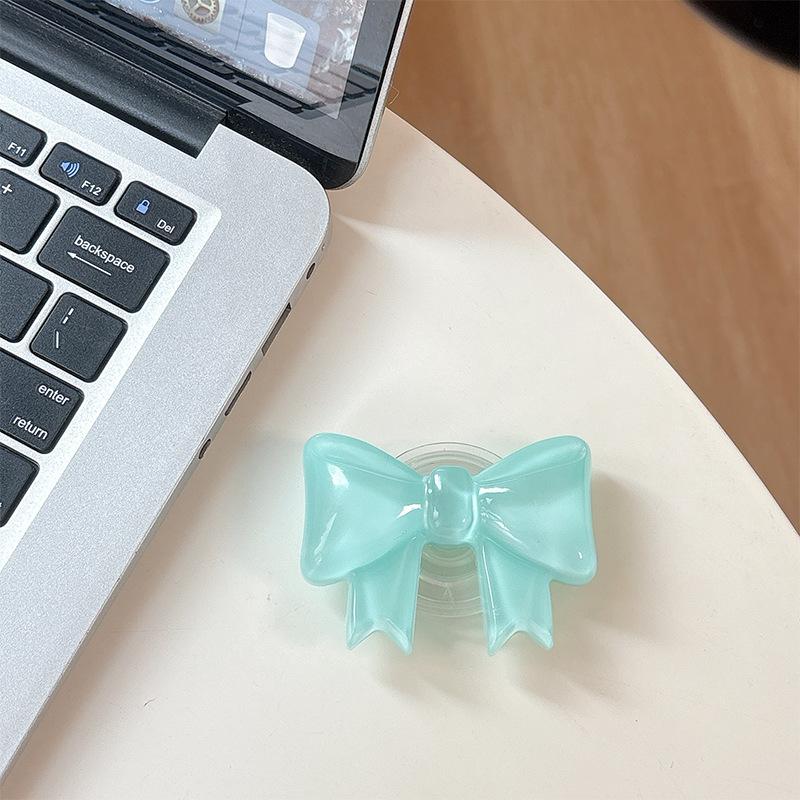 Solid Color Bow Mobile Phone Airbag Bracket Paste Retractable Ring Girl Desktop Drama Support