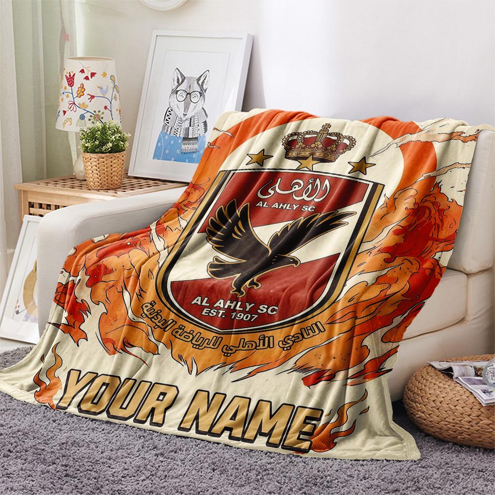 Custom Name Al Ahly SC2 Flannel Blanket, High Quality Comfortable for All Seasons, Home Decor, Warmth and Comfort