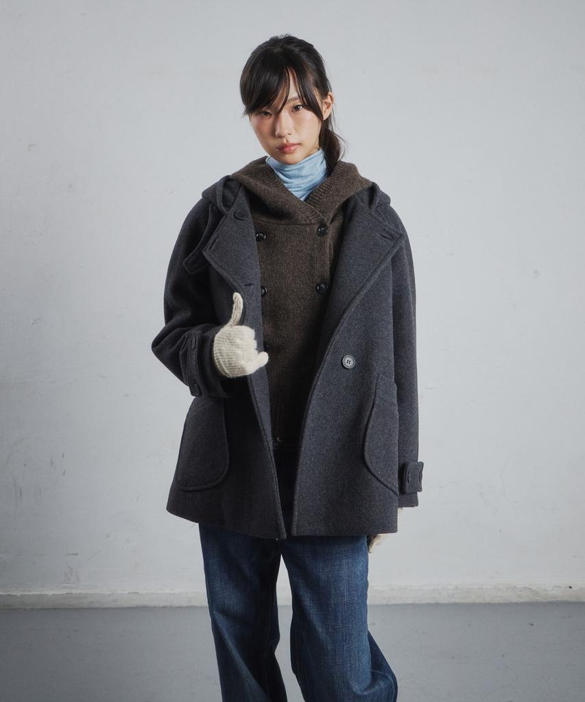 CGP (Women) Double-Button Half Coat - Dark Grey