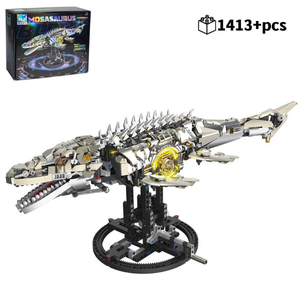 1413pcs Mechanical Mosasaurus Model Sea Dragon Building Blocks MOC linkage Assembly Bricks DIY birthday Christmas gifts
