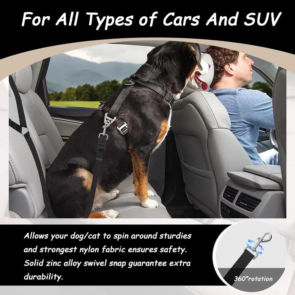 2 în 1 centură de siguranță pentru mașină pentru animale de companie Lesă durabilă din nailon pentru câine pentru scaunul din spate ham pentru câine clemă de plumb pârghie de siguranță zgarda pentru câini accesorii