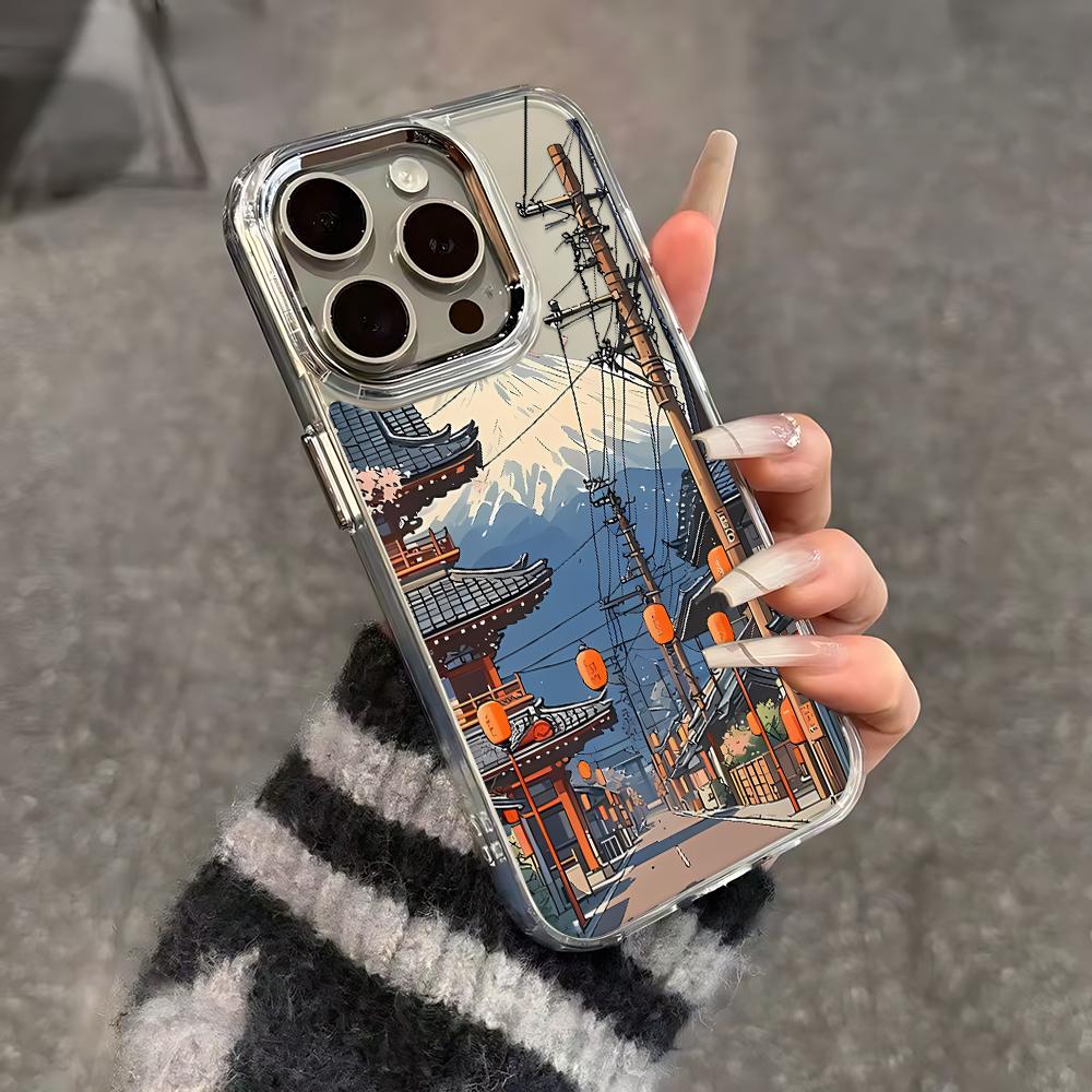 Japanese Streetscape Phone Case For Iphone 17 16 Plus 13 Pro Max 11 15 12 14 17E 16E Transparent Full Camera Protection Cover