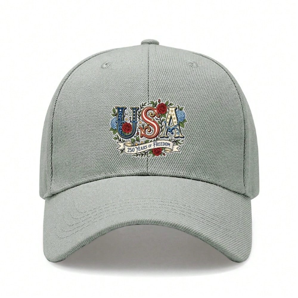 Patriotic Baseball Cap - USA 250 Years Freedom Print Polyester Adjustable Breathable Casual Outdoor Sports Cap For July 4Th Memorial Day Gift