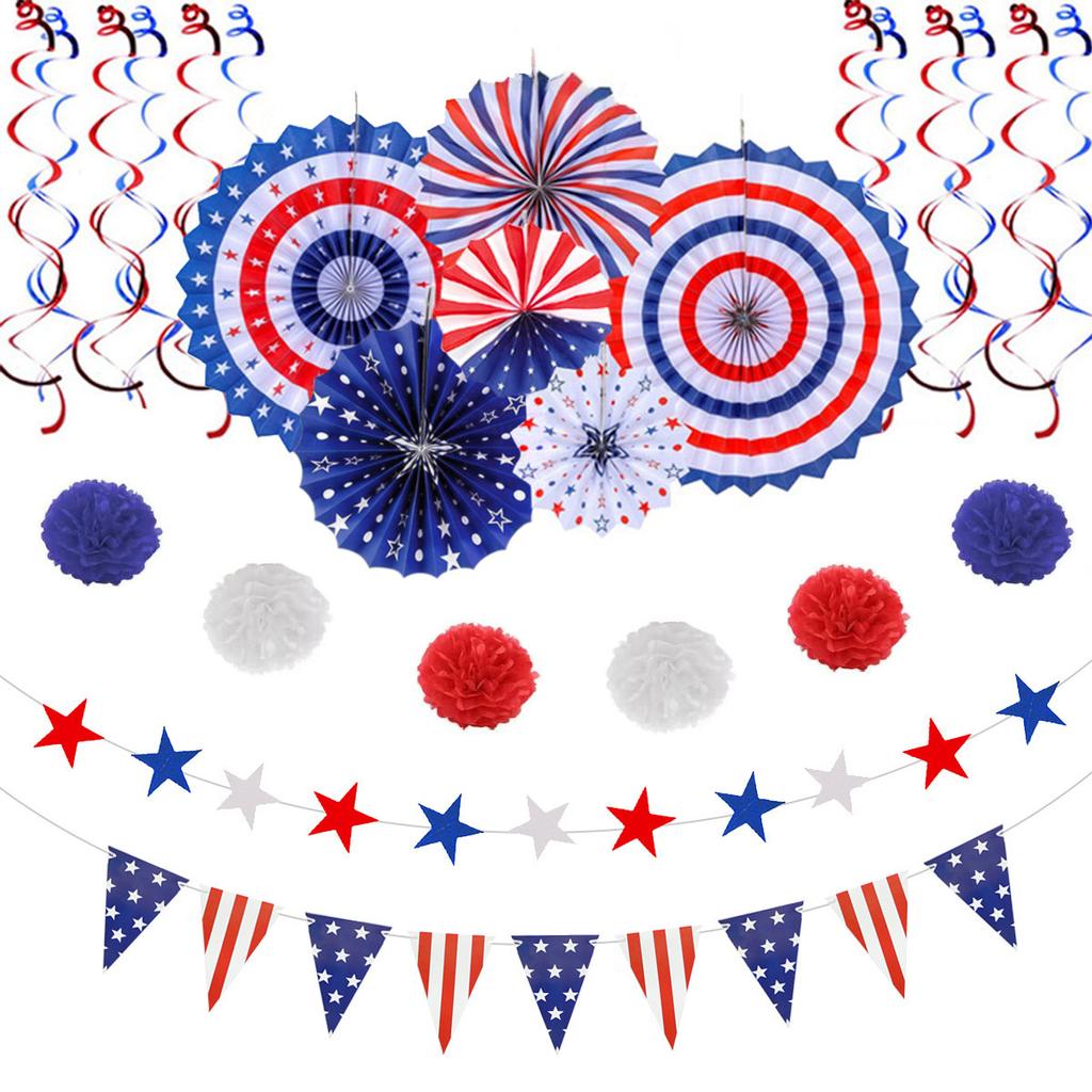 Independence Day Party Decoration Memorial Day Red Blue And White Flag Balloon Cover