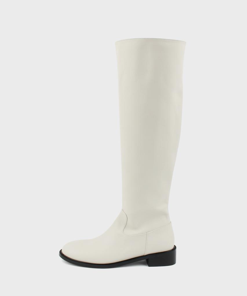 Moodnight Sam Riding Flat Long Boots - 2 Colors 3.5Cm Basic Leather Riding Boots (Type A)