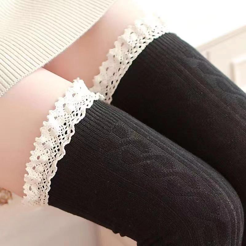 Sexy Lace Up Long Knee Socks Women Over Knee Thigh High Stockings Fashion Ladies Girls Warm Sexy Blend Tights Black White