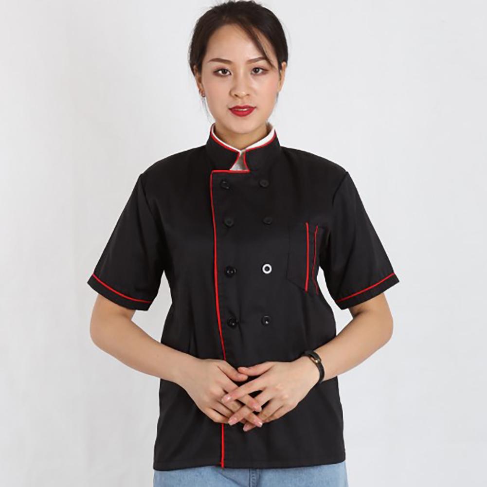 

Унисекс Stand Chef Uniform Sleeve Breasted Short Collar Jacket