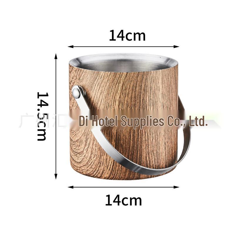 

ZISIZ Portable Insulated Wood Grain Ice Bucket