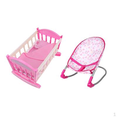 Kindermöbel Spielset Spielzeug, Wippe und Wiege mit Matratze & Steppdecke, Hochwertiger ABS-Kunststoff