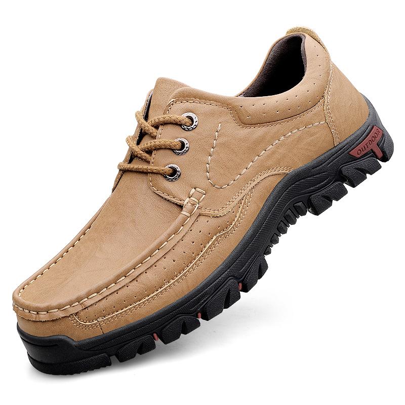 

Модные мужские туфли для ходьбы из натуральной кожи, повседневные лоферы на шнуровке от модного бренда, деловая обувь, удобная нескользящая обувь для вождения, большие размеры 38-46 46 абрикосовый