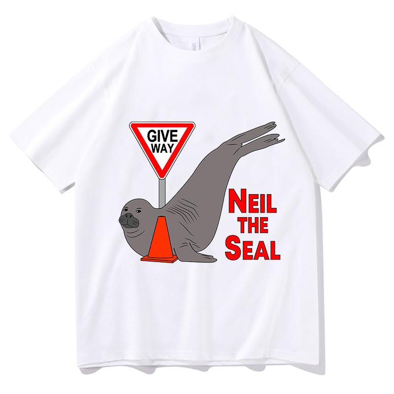 Neil The Seal TShirt Summer Pure Cotton TShirts For Unisex Print Tshirts ShortSleeved Vintage Tees Aesthetic Harajuku Streetwear