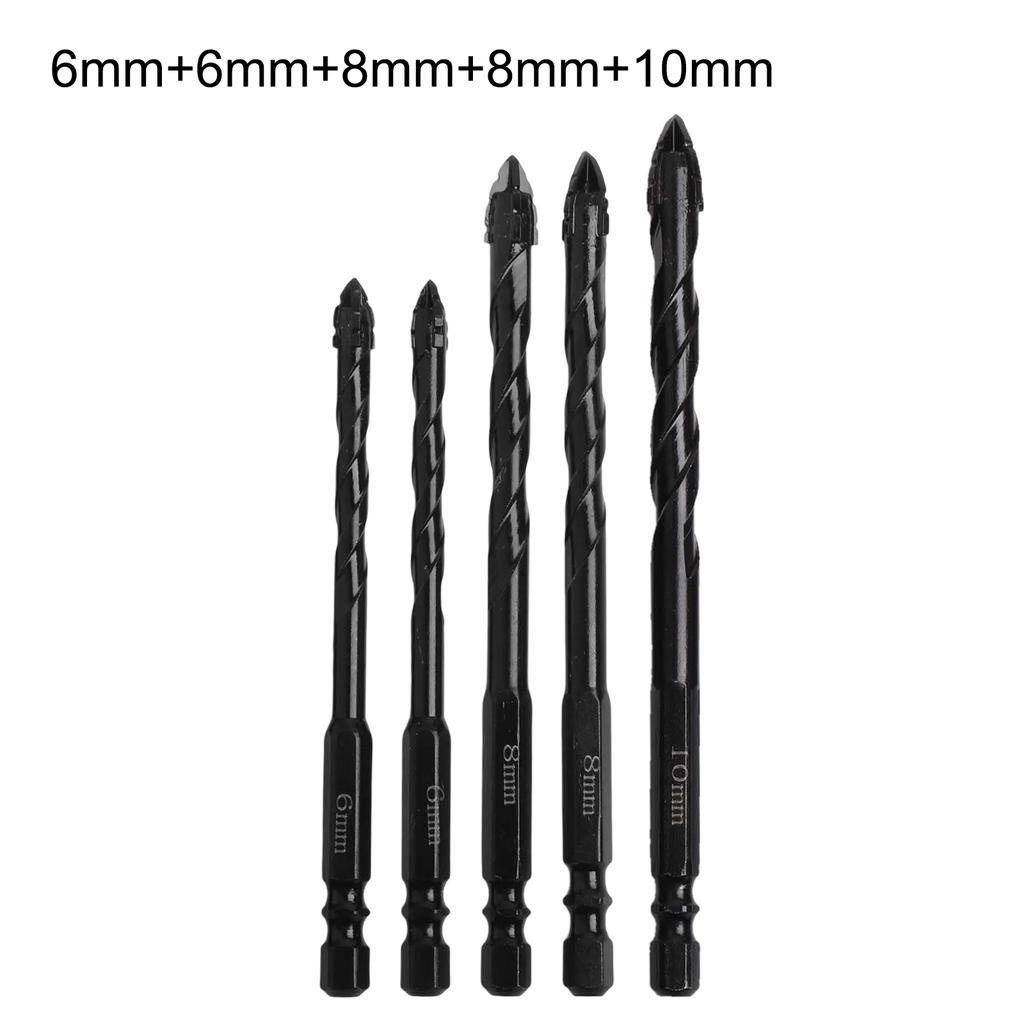 5pcs Four-Flute Eccentric Drill Bits Drilling Tool Glass Tile Punching Tool Hardness Triangle Drill Bit For Glass/Tile/Wood