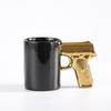 350ML Ceramic Coffee Mug With Gun Handle Funny Porcelian Cup Black Beer Mug Juice Milk Water Drinkware