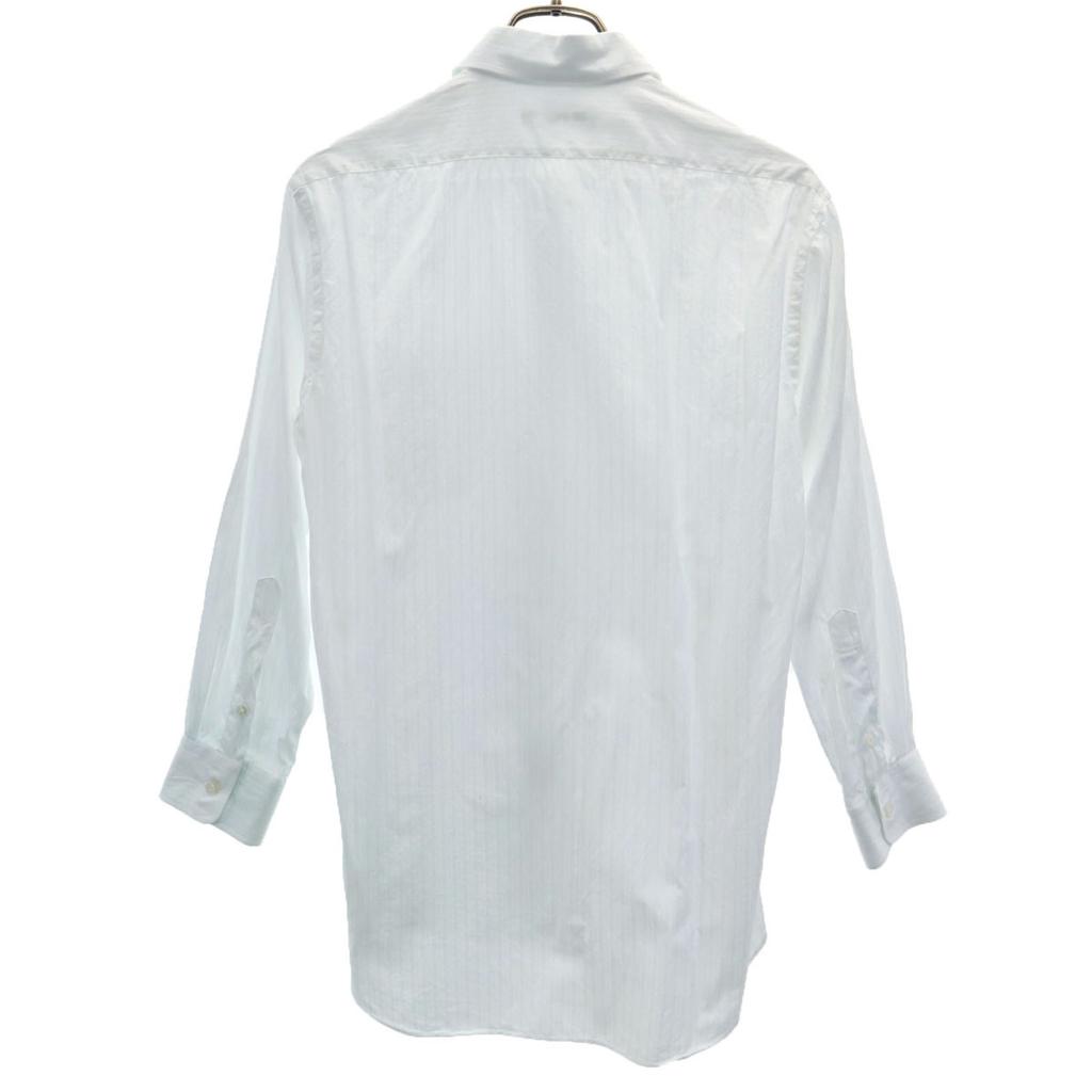 Celine Striped Pattern Long Sleeve Cotton Shirt White Men's Used