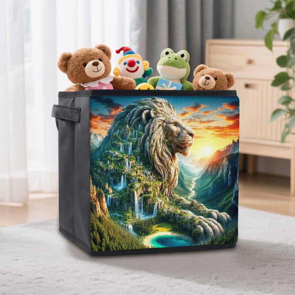 Stone Lion Mountain 5D Diamond Painting Storage Basket Full Round Drill Mosaic Diamond Embroidery Cross Stitch Kits Home Decor Home Decor