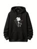 Unisex Fall Autumn Rose And Triangle Print Retro Vintage Graphic Hoodie Hooded Sweatshirt Print Casual Top for Daily Wear Weekend