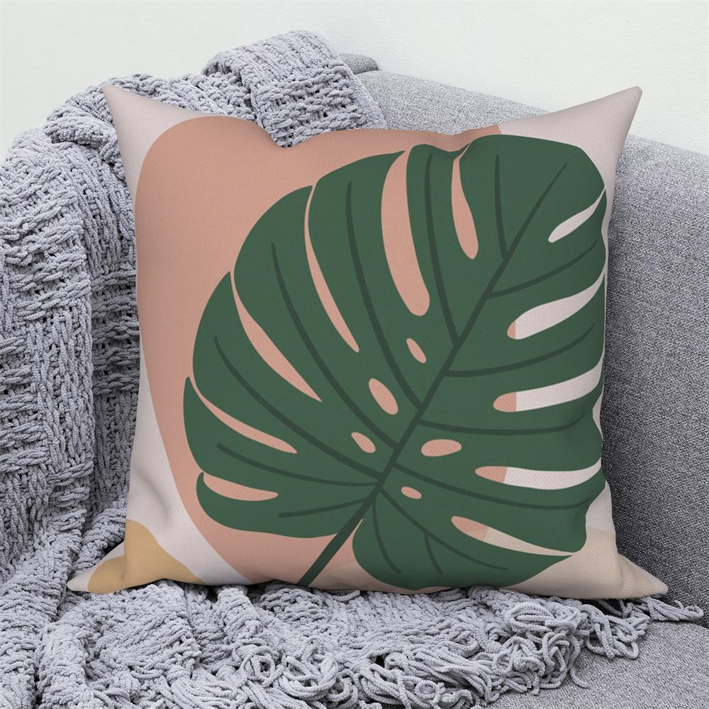 Throw Pillow Sofa Home Decor Decorative Cover Green Tropical Leaf Pink Cushion