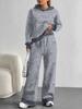 Retro Pattern Splicing European, American Autumn And Winter Casual Long-Sleeved Suit Women'S Hooded Sweater Trousers Two-Piece Set