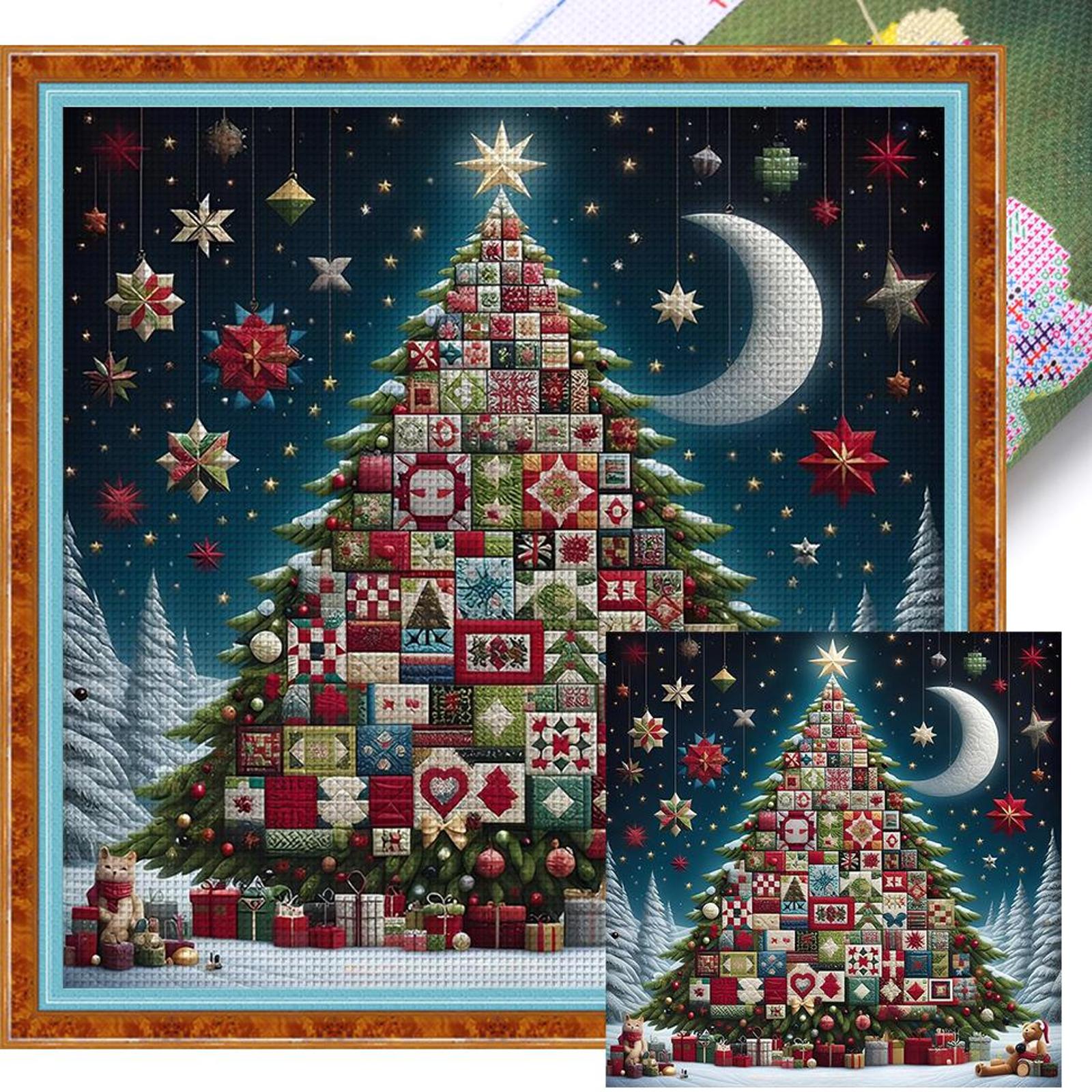 Полная вышивка хлопковой нитью 14CT Набивной набор для вышивания крестом «Рождественская елка» Искусство