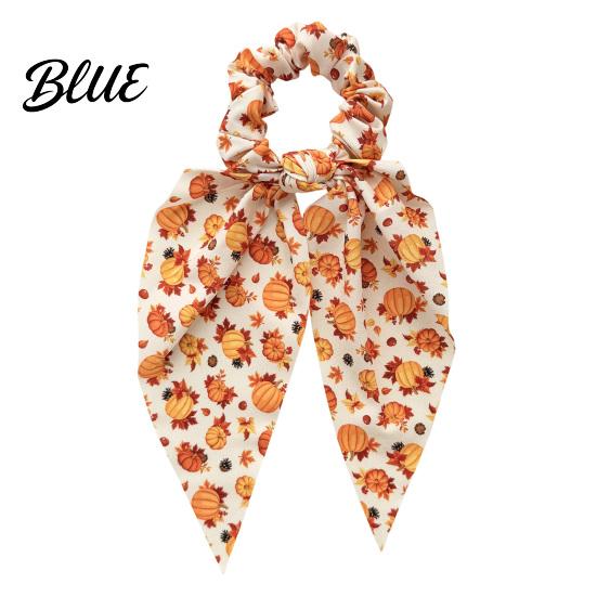 Decorative Hair Accessories for Autumn Outings Fall Pumpkin Maple Leaf Tie Women, Bow Knot Ribbon Ponytail Stylish Bowknot Holder, Soft Fabric Elastic