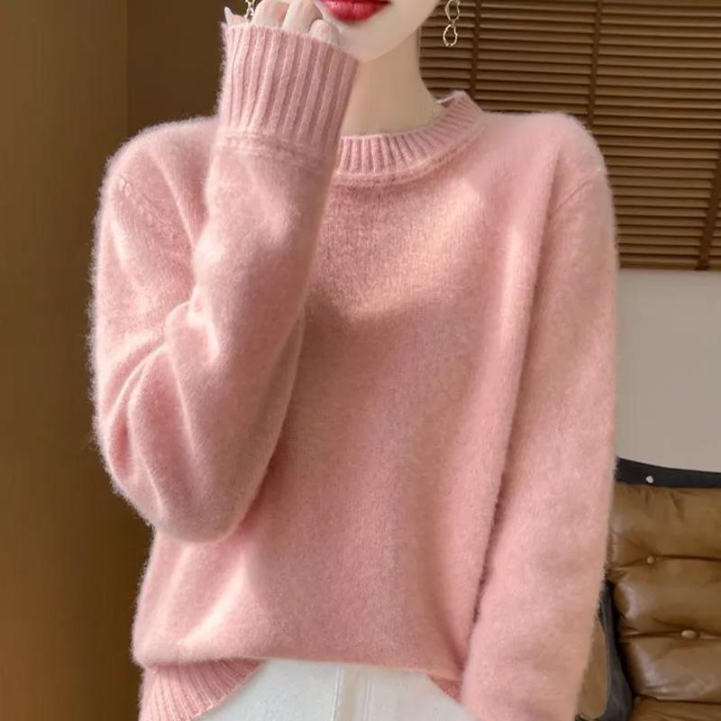 Svetr pro ženy Podzim Zima Zesílený Pulovr Teplý Jednobarevný Pružný Dlouhý Rukáv Oversize Svetr Topy