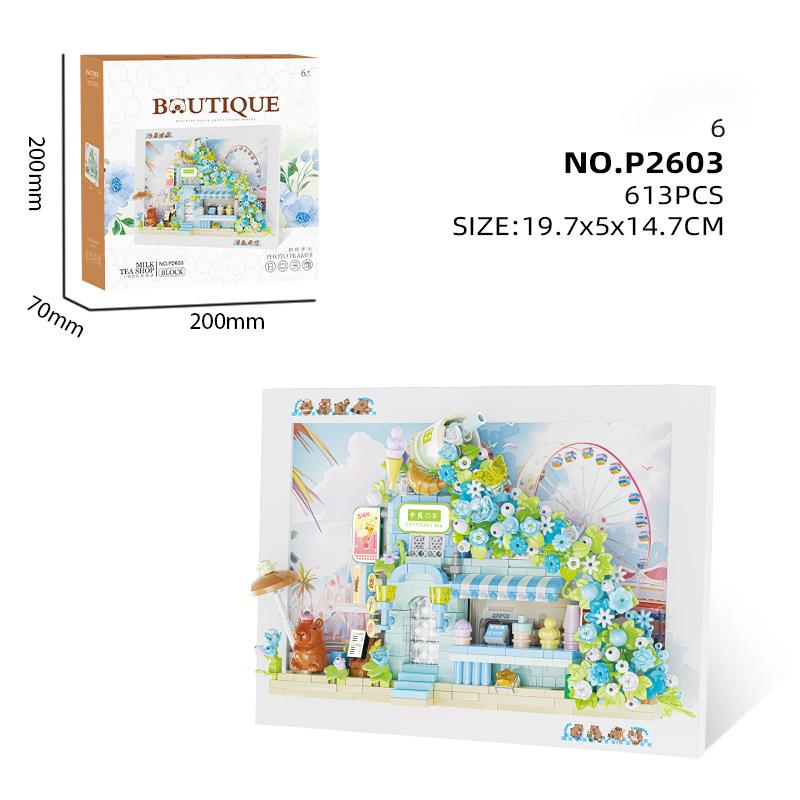 Adults Micro flower shop Assembly Bricks Constructor Set photo frame Particle Building Blocks Toy for Children Diy Set for Kids