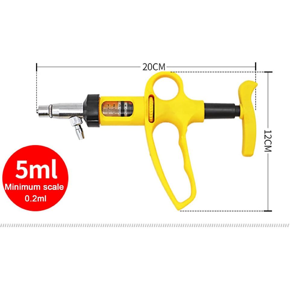 

Ветеринарный шприц для скота, 5 мл, ветеринарный непрерывный шприц, регулируемый непрерывный шприц, автоматический инъектор для животных для кур, уток, гусей, свиней, быков