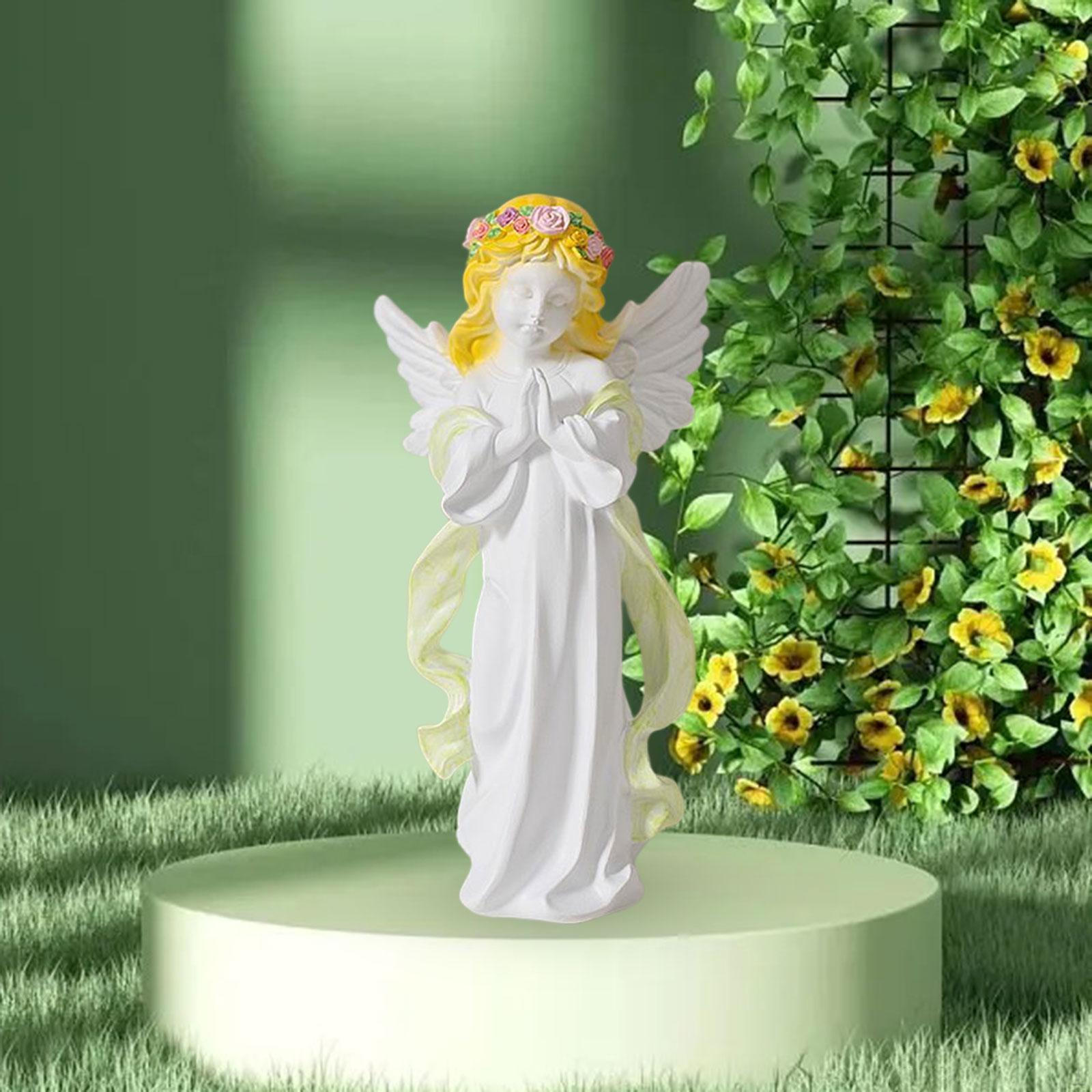 Фигурка ангела Скульптура херувима для домашнего декора и молитвы Green 7.2x5.5x14.8cm