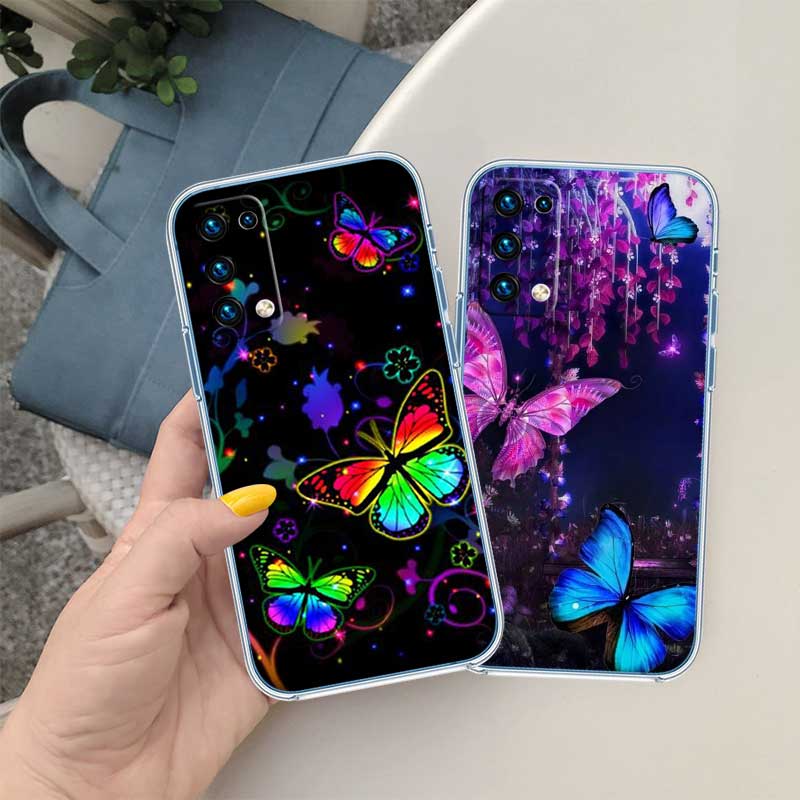 UP22 Colorful Butterfly Transparent Phone Case for Samsung Galaxy A04 A04S A14 A23 A34 A54 M23 M33 M52 M53