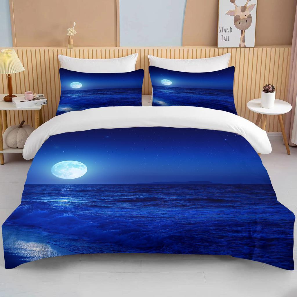 Moon Bedding Set Night View Duvet Cover Set With Pillowcase Bedding King Queen Full Double Single Size Luxury Bedxclothes Decor