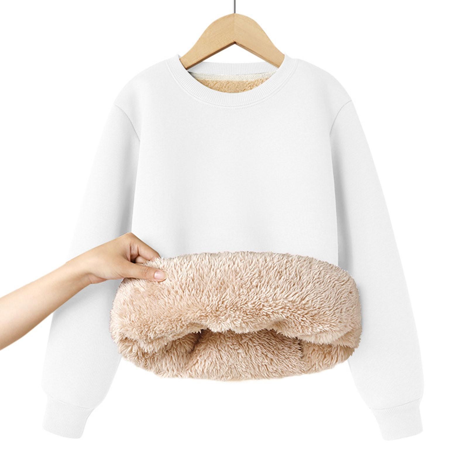

Boys And Girls Fleece Hoodie Autumn/Winter Medium Children s Solid Color Warm Clothing Children s Fleece Top 150 білий