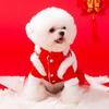 New Year's Clothes Velvet Warm Two-legged Vest Teddy Bear Small Dog Tang Clothing New Year's Greeting Pet Skirt