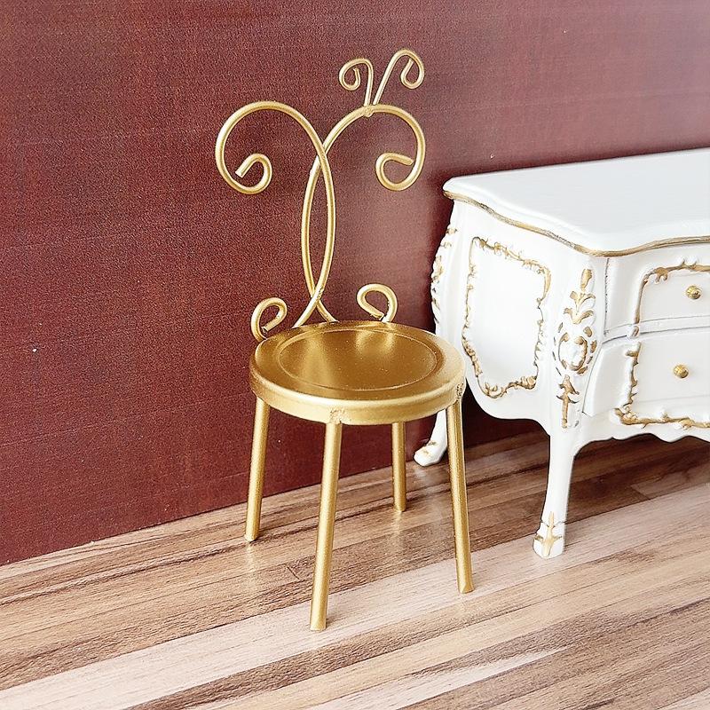 1:12 Dollhouse Miniature Furniture Model Table Model Bedroom Desk Stool Pretend Play Toys Gifts